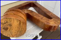 Vintage abstract wooden sculpture Bent Trianglesigned by Reid dated 1976