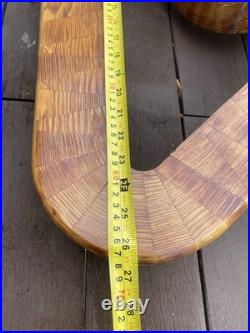 Vintage abstract wooden sculpture Bent Trianglesigned by Reid dated 1976