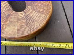 Vintage abstract wooden sculpture Bent Trianglesigned by Reid dated 1976