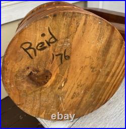 Vintage abstract wooden sculpture Bent Trianglesigned by Reid dated 1976