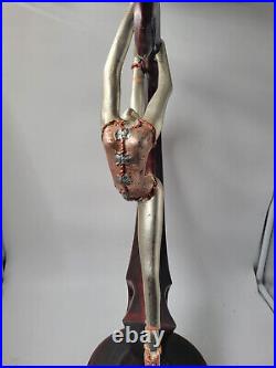 Vintage antique ART DECO ballerina dancer Sculpture WIth Wood 22 Rare MCM