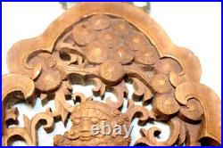 Vintage carved wood Balinese figural wall relief reticulated sculpture plaque Vintage carved wood Balinese figural wall relief reticulated sculpture plaque