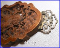 Vintage carved wood Balinese figural wall relief reticulated sculpture plaque