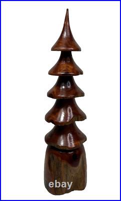 Vintage carved wood tree sculpture Hand Crafted 15.75 Inches Tall