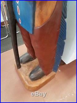 Vintage cigar store indian, american moehawk made from monkey pod wood
