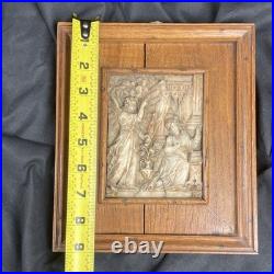 Vintage depiction of Mary being informed the immaculate conception wood frame