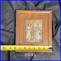 Vintage depiction of Mary being informed the immaculate conception wood frame