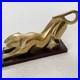 Vintage dolbi cashier lioness leopard Brass & Wood Sculpture RARE