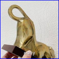 Vintage dolbi cashier lioness leopard Brass & Wood Sculpture RARE