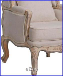 Vintage finish Hand Made French Carving Accent Arm Chair in Natural Mango wood