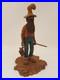 Vintage folk art hand carved wood sculpture old moonshiner man whiskey gun KK 88