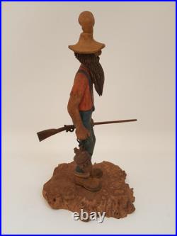 Vintage folk art hand carved wood sculpture old moonshiner man whiskey gun KK 88