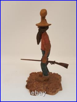 Vintage folk art hand carved wood sculpture old moonshiner man whiskey gun KK 88
