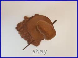 Vintage folk art hand carved wood sculpture old moonshiner man whiskey gun KK 88