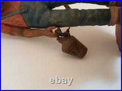 Vintage folk art hand carved wood sculpture old moonshiner man whiskey gun KK 88