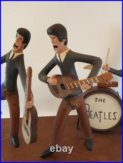 Vintage folk art wood carving The Beatles one of a kind iconic Ed Ambrose