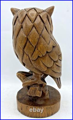 Vintage german black forest wood sculpture 1970's woodwork owl