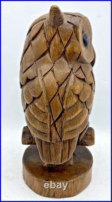 Vintage german black forest wood sculpture 1970's woodwork owl