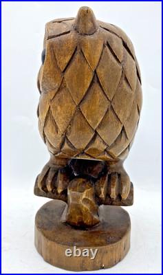 Vintage german black forest wood sculpture 1970's woodwork owl