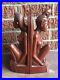 Vintage hand carved Bali Balinese wood figural male female bookends sculpture