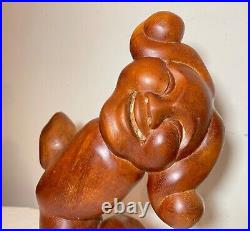 Vintage hand carved Modernist contemporary wood figural sculpture statue art