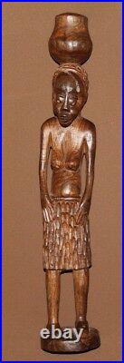 Vintage hand carved wood African nude woman statuette