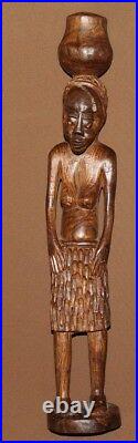 Vintage hand carved wood African nude woman statuette
