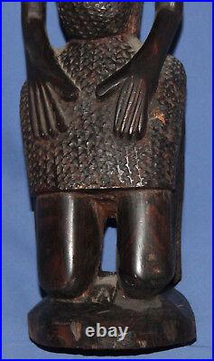 Vintage hand carved wood African woman statuette