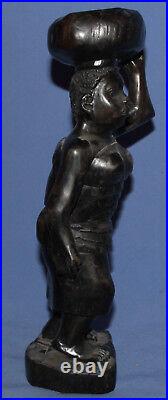 Vintage hand carved wood African woman statuette