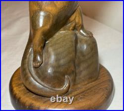 Vintage hand carved wood metal standing sea otter animal sculpture statue figure