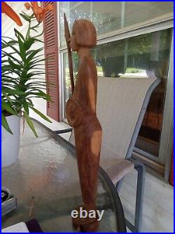 Vintage hand carved wood statue sculpture