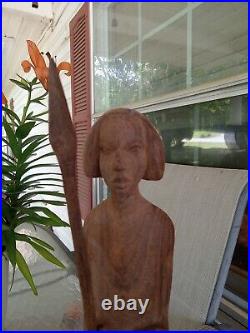 Vintage hand carved wood statue sculpture