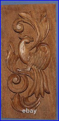 Vintage hand carved wood wall decor plaque bird