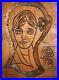 Vintage hand carved wood wall decor plaque girl portrait