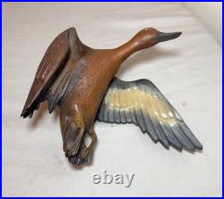 Vintage hand carved wood wall mount duck decoy mallard flying bird sculpture