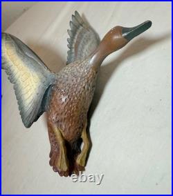 Vintage hand carved wood wall mount duck decoy mallard flying bird sculpture