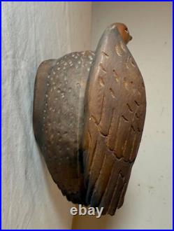 Vintage hand carved wood wall mount duck decoy mallard flying bird sculpture