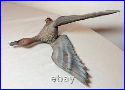 Vintage hand carved wood wall mount duck decoy mallard flying bird sculpture