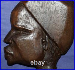 Vintage hand carved wood woman wall decor plaque