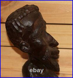 Vintage hand carving wood African man head figurine