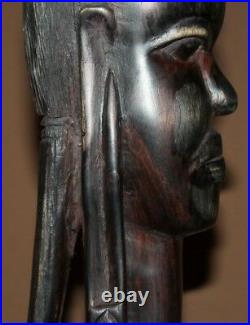 Vintage hand carving wood African man head statuette