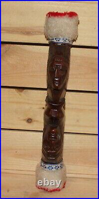Vintage hand carving wood Indian figurine handle for bow