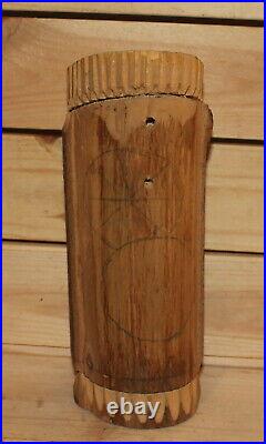 Vintage hand carving wood candle holder Virgin Mary