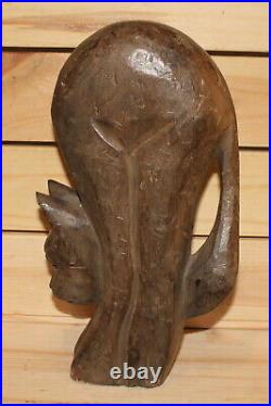 Vintage hand carving wood cat figurine