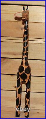 Vintage hand carving wood giraffe figurine