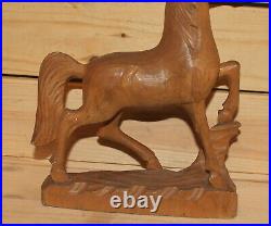 Vintage hand carving wood horse figurine