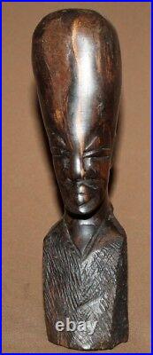 Vintage hand carving wood male bust statuette