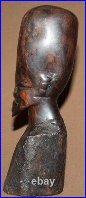 Vintage hand carving wood male bust statuette