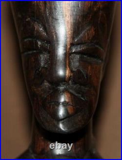 Vintage hand carving wood male bust statuette