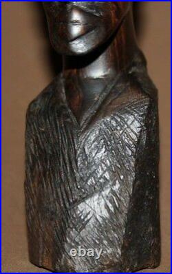 Vintage hand carving wood male bust statuette